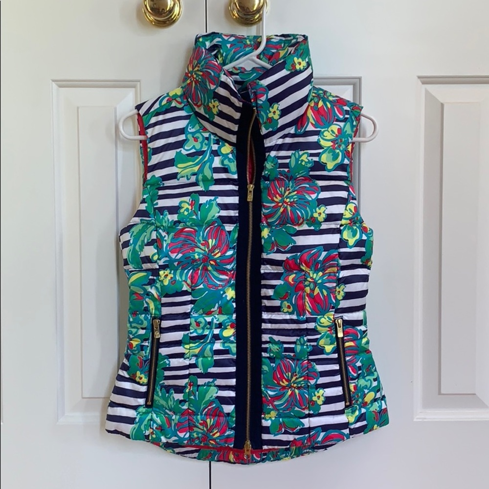 New Lilly Pulitzer Syd Stripe Puffer Vest S Small